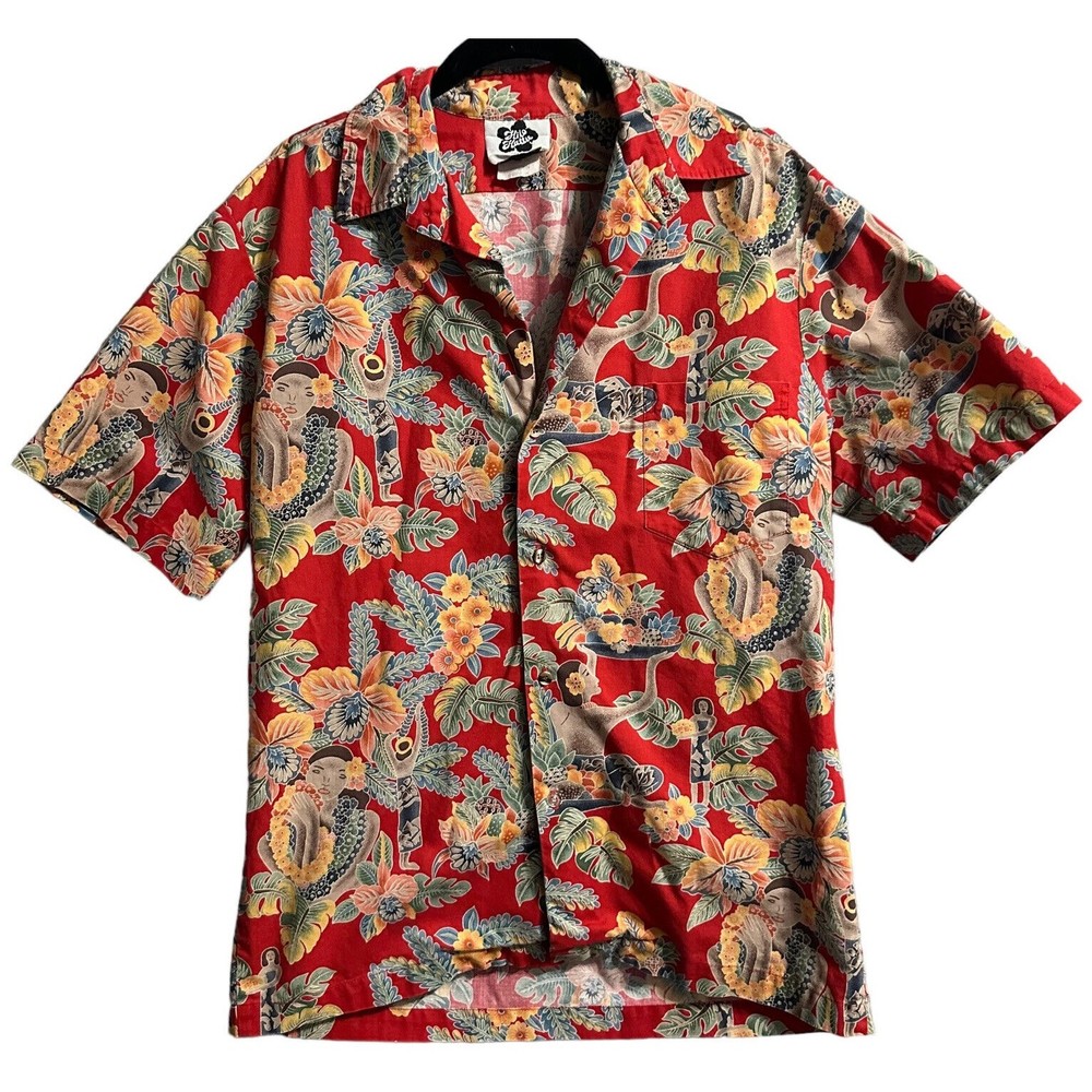 Vintage Hilo Hattie Hawaiian Girls Floral Short Sleeve Button Up Shirt Sz Medium